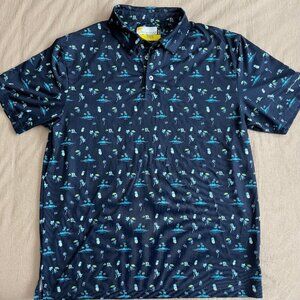 Nicklaus eco Choice Navy Blue Tropical Polo Golf Shirt Size M‎